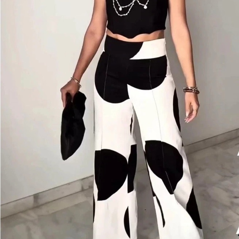 ZW COLLECTION POLKA DOT WIDE-LEG TROUSERS